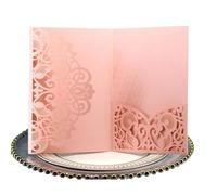 ERHTGUO Elegante corona laser cut invito matrimonio biglietto di auguri festa regalo forniture decorazione(Pink)