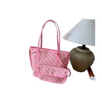 ERHTGUO Faionable Retro Plaid Print Large Tote Bag Practical Commuter Handbag Single Oulder Casual Simple Sle PU Leather(Pink trumpet)