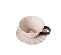 ERHTGUO Floral Ceramic Coffee Mug And Saucer Set Afternoon Tea Cup Creative Gift For Home Cafe(Light purple)