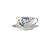 ERHTGUO Flower And Bird Coffee Cups And Saucers, Hand-painted Ceramic Mugs, Household Afternoon Tea(Color 2)
