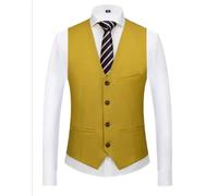 ERHTGUO Gilet Elegante Uomo Gilet Panciotto Uomo Slim Fit Scollo a V Abito Gilet Uomo Formale Business Matrimonio(Grass Yellow,4XL 80kg-85kg)