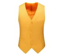 ERHTGUO Gilet Elegante Uomo Gilet Panciotto Uomo Slim Fit Scollo a V Abito Gilet Uomo Formale Business Matrimonio(Yellow,M 45kg-50kg)
