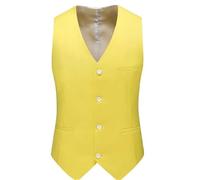 ERHTGUO Gilet Elegante Uomo Gilet Panciotto Uomo Slim Fit Scollo a V Abito Gilet Uomo Formale Business Matrimonio(Lemon Yellow,M 40kg-45kg)