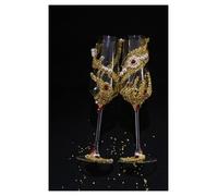 ERHTGUO Golden Toast Cup Creative Broken Diamond Pearl Wedding Wine Glass(Green)