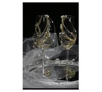 ERHTGUO Golden Toast Cup Creative Broken Diamond Pearl Wedding Wine Glass(Orange)