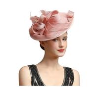ERHTGUO Grande cappello da cerimonia Sinamay, multicolore, elegante copricapo floreale for feste tè, a cilindro donna, chiesa(Nude Pink)