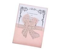 ERHTGUO Invito con fiocco in pizzo, taglio laser, biglietto d'invito for matrimonio, fidanzamento, compleanno, battesimo, elegante(Pink,30 PCS)