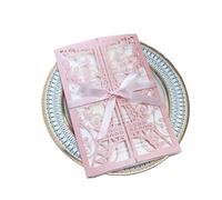 ERHTGUO Invito di compleanno della Torre Eiffel tagliato al laser in rosa for la festa fidanzamento e matrimonio(Pink)