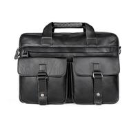 ERHTGUO Leather Men's Briefcases 15.6" Laptop Bag Business Messenger Work Male Shoulder Handbag Tote Portfolio(Black)