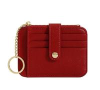 ERHTGUO Mini Student Keychain Wallet with Multiple Card Slots Minimalist and Creative Women's Holder(Wine Red)