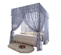 ERHTGUO Mosquito Net with White Holder Romantic Three-door Lace Bed Curtain Room Decor 1.5m .8m Size(A,1.8x2.0M Bed)