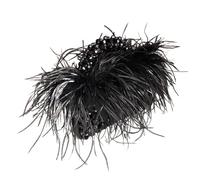 ERHTGUO Pearl Bead Bag With Feather Fur Designer Clear Acrylic Crystal Tote Handbag Women Handmade Party Purse(Black,25x7.5x10cm)