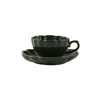 ERHTGUO Pottery 150ML Flower Shape Ceramic Coffee Cup Tea Set Porcelain Cups(Green)