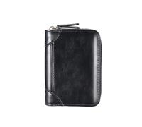 ERHTGUO PU Leather Women Card Holder Small Zipper Wallet Solid Coin Purse Accordion Design Business Credit Bags(Black)