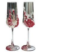 ERHTGUO Red Butterfly Toast Cup Wedding Pair DIY Broken Diamond Material Package Super Fairy Goblet Embedded Gift Box(Jinhui welcome mater)