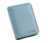 ERHTGUO Solid Color Leather Credit Card Case Wallet Simple Bank ID Bus Holder Travel Coin Money Organizer Bags(NO.1-light blue)