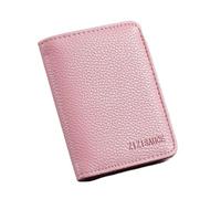 ERHTGUO Solid Color Leather Credit Card Case Wallet Simple Bank ID Bus Holder Travel Coin Money Organizer Bags(NO.3-pink)