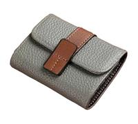 ERHTGUO Solid Color PU Leather Women Multi-card Slot Credit Card Holder Business ID Case Wallet with Coin Pocket Driver License(Grey)