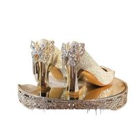 ERHTGUO Sparkling Crystals High Heels Two-Way Wear for Wedding Banquet And Oming Ceremony(Champagne Color 8cm,Color35)