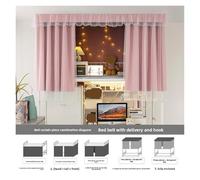 ERHTGUO Thickened Solid Color Strong Light Blocking Bed Curtain(Peach pink+encrypted white yarn [enjoy no light Space],150cm high [one piece] around the front)