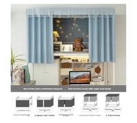 ERHTGUO Thickened Solid Color Strong Light Blocking Bed Curtain(Space Blue [enjoy no light Space],120cm high [one piece] around the front)