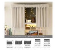 ERHTGUO Thickened Solid Color Strong Light Blocking Bed Curtain(Yellow apricot+encrypted white yarn [enjoy no light Space],120cm high [one piece] around the front)