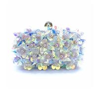 ERHTGUO Women's Pearl Clutch Box Bag Chain Shoulder Purse Gradient Floral Sequins Handmade Evening Bags For Ladies Party Event(White)