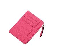 ERHTGUO Women's Ultra-thin Card Holder Coin Purse Zipper Candy Color Bus Student Bank Bag(Rose red)