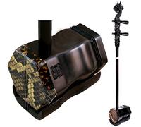 Erhu cinese, Violino cinese a due corde Erhu in legno di sandalo con testa di drago incisa, nero, incluso libro di studio