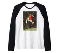 Eric Cantona Leap Coppa del Mondo di Calcio Manchester United Maglia con Maniche Raglan
