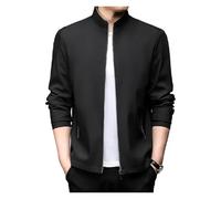 ERICAT Ataccommodate Jacket, Men's Standing Collar Zipper Casual Jackets, Zipper Pockets(Black,2XL)