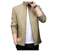 ERICAT Ataccommodate Jacket, Men's Standing Collar Zipper Casual Jackets, Zipper Pockets(Khaki,3XL)