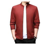 ERICAT Ataccommodate Jacket, Men's Standing Collar Zipper Casual Jackets, Zipper Pockets(Red,4XL)