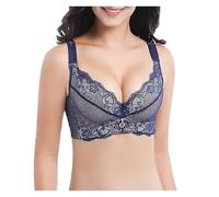 ERICAT Behaviorin Bra, Women Super Push Up Bra Lace Underwire Soft Padding Lift UpBra(Blue,34/75B)