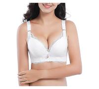 ERICAT Behaviorin Bra, Women Super Push Up Bra Lace Underwire Soft Padding Lift UpBra(White,36/80B)