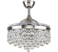 ERICAT Fandelier Ventilatore da soffitto Moderno Retrattile con Telecomando in Cristallo Soggiorno Camera da Letto Lampadario Decorativo Ventilatore con 3 Cambi di Colore Illuminazione Si