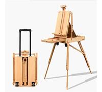 ERICAT Portable Sketching Easel for Artists PaintingOil Painting Box Wooden Easel Go out To Sketch with Pulley Pushable