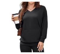 ERICAT Slowowing Sweatshirt, Slowowing Women's Hatless V-Neck Hoodie With Pockets(Black,M)