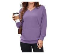 ERICAT Slowowing Sweatshirt, Slowowing Women's Hatless V-Neck Hoodie With Pockets(Purple,2XL)