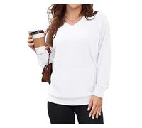 ERICAT Slowowing Sweatshirt, Slowowing Women's Hatless V-Neck Hoodie With Pockets(White,2XL)