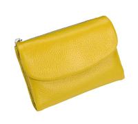 ERICAT Unisex Leather Wallet, Genuine Leather Coin Purse, Small Compact Bifold Pocket Purse With Credit Card Holder, Genuine Wallet(Yellow)