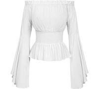 Ericetion Camicetta Rinascimentale Vintage per Donne Fuori dalle Maniche Spalla Camicia Boho Steampunk Pirata Cosplay Costume Corset Top