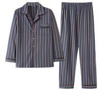 Ericetion Completo Pigiama Uomo, in Cotone, Tradizionale, con Bottoni sul Davanti E Pantaloni con Elastico in Vita.