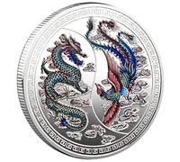 Ericetion Moneta Commemorativa Prosperità Personalizzata Portata dal Drago E dalla Moneta Commemorativa di Phoenix Tradizionale