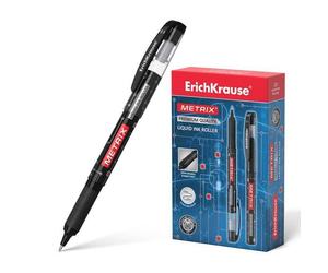 Erichkrause Metrix - Penna classica roller con inchiostro gel ad asciugatura rapida - Corpo in plastica leggera - Colore nero NEW