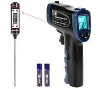 ERICKHILL Termometro a infrarossi -50℃ ~ 600℃ Pistola termica digitale laser senza contatto con display LCD, emissività regolabile - Adatto per cucinare/grigliare/congelare, con sonda per carne