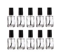 ericotry 10 flaconi vuoti riutilizzabili in vetro trasparente per smalto per unghie rotonde in vetro smaltato, contenitore con pennello e tappo nero (15 ml/5 oz)