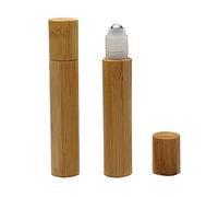 ericotry, bottiglia per oli essenziali, oli profumati e balsami, roll-on, in bambù, in 2 pezzi, da 15 ml, con bottiglia interna e sfera in acciaio inox