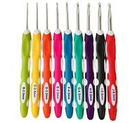 Ericotry Set di 9 uncinetti ergonomici ergonomici con impugnatura morbida, ferri da maglia, per mani artritiche, dimensioni da B a J, 2,0 mm-6,0 mm