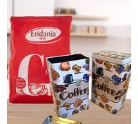 Eridania Zucchero Classico in Bustine Monodose da 1 Kg + 2 Contenitori in Latta